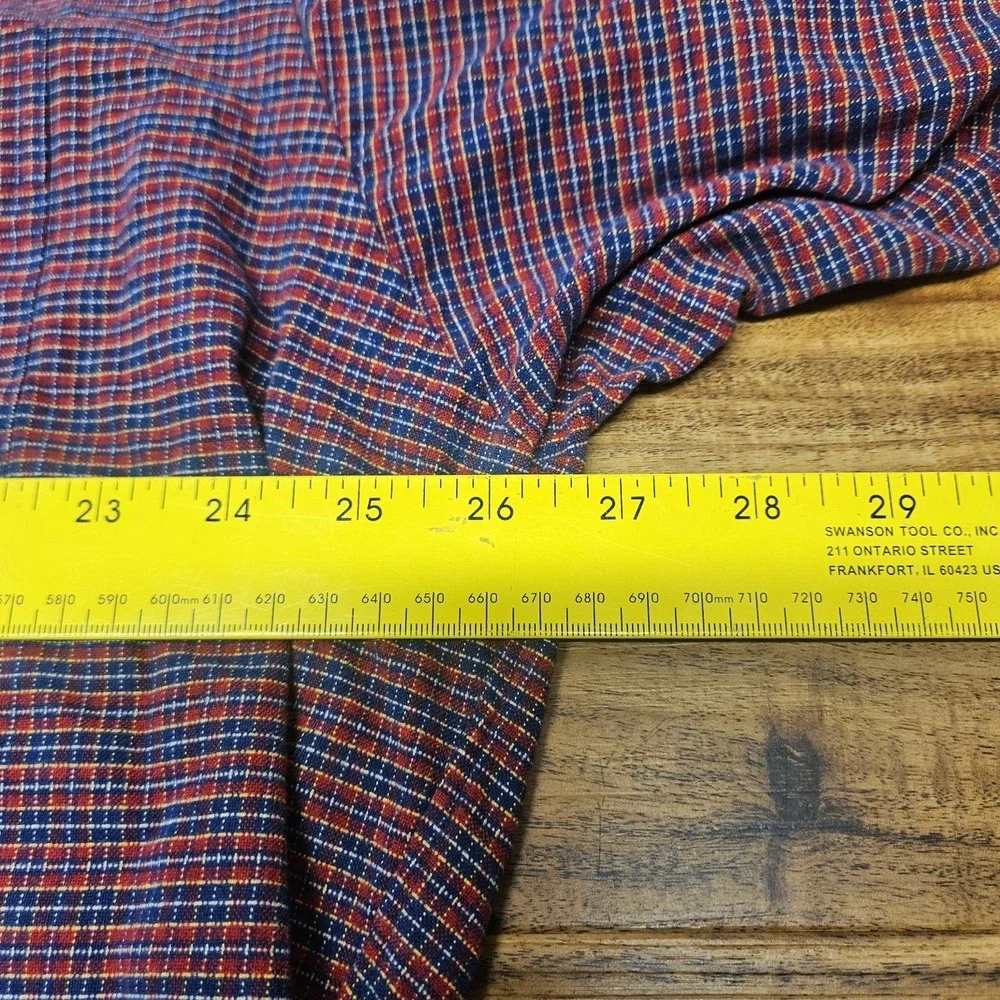 Vtg Polo Ralph Lauren Oxford Button BIG SHIRT Men L Red‎ Blue Plaid Flannel